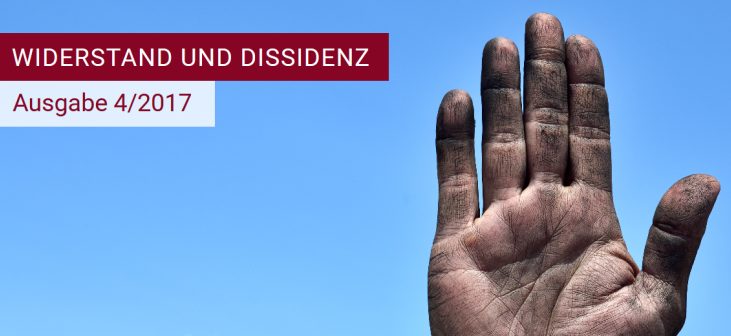 Banner der aktuellen INDES-Ausgabe ‚Widerstand und Dissidenz‘
